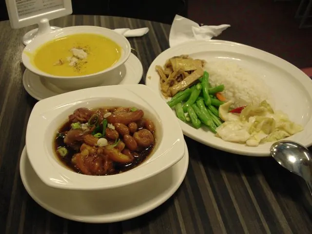 Pork Chunks Meal with Pumpkin soup at Chef Teng