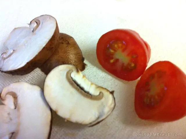 Sliced Portobello Mushrooms and Halved Cherry Tomatoes