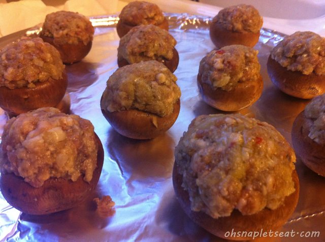 A Healthy Super Bowl Snack: Sausage Stuffed Baby Portobello Mushrooms