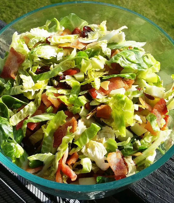 Mom’s Shaved Brussels Sprout and Bacon Salad