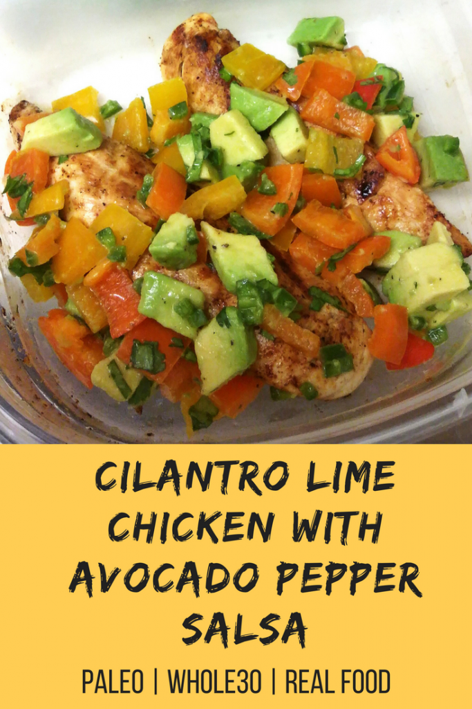 cilantro lime chicken with avocado pepper salsa
