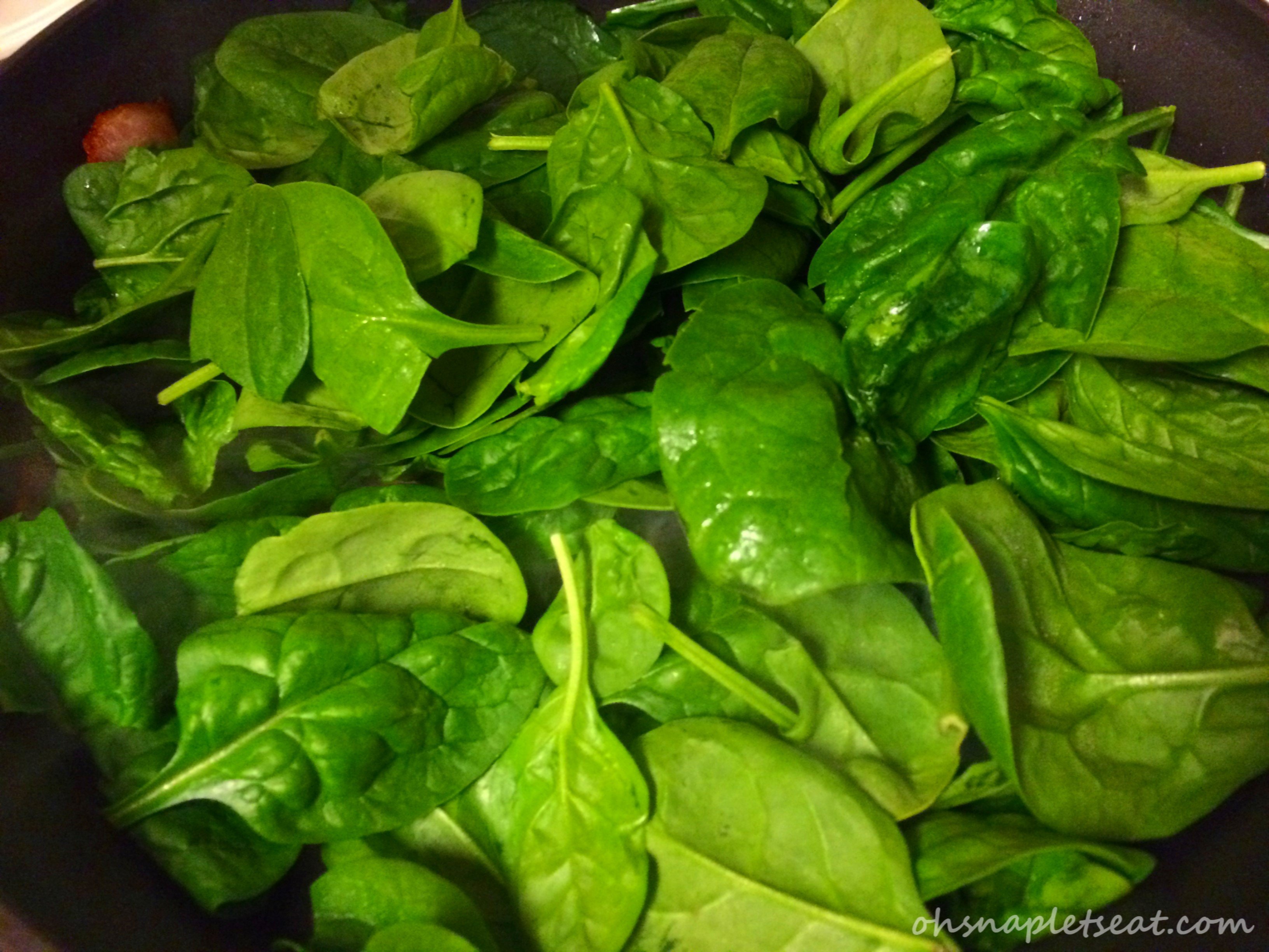 Spinach with Bacon and Garlic Stir Fry • Oh Snap! Let's Eat!