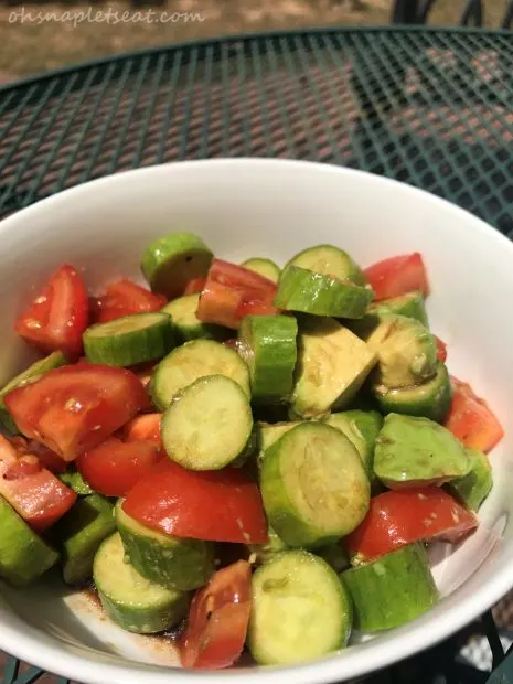 Balsamic Tomato Cucumber Avocado Salad