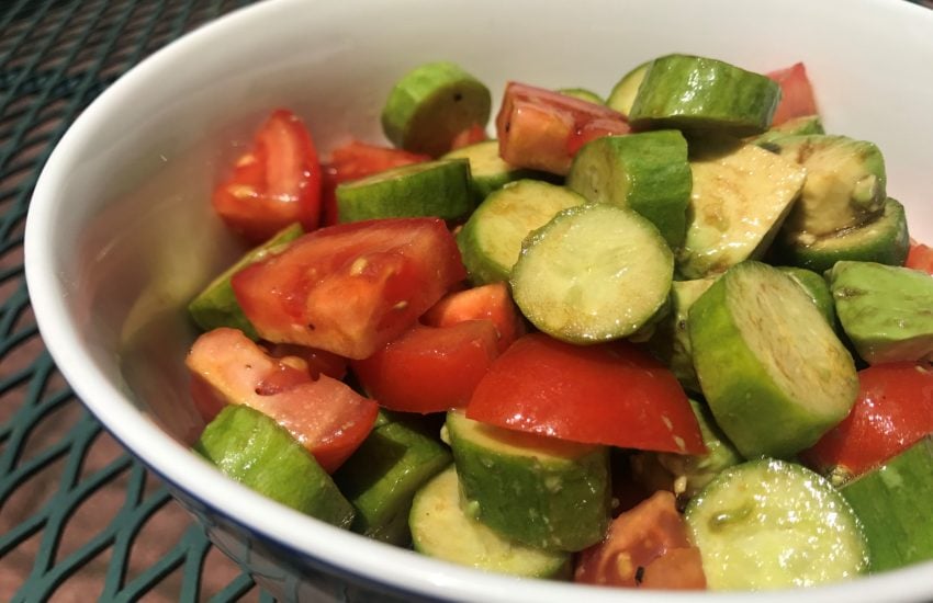 Balsamic Tomato Cucumber Avocado Salad