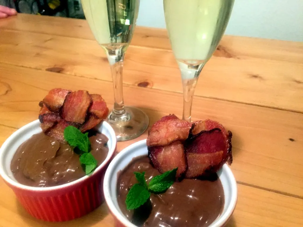 Paleo Mexican Chocolate Pudding with Bacon Hearts