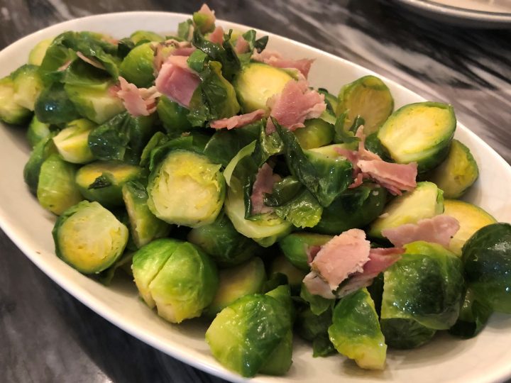 Stir Fried Brussels Sprouts with Ham