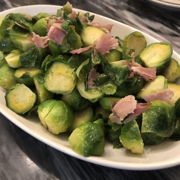 Stir Fried Brussels Sprouts with Ham