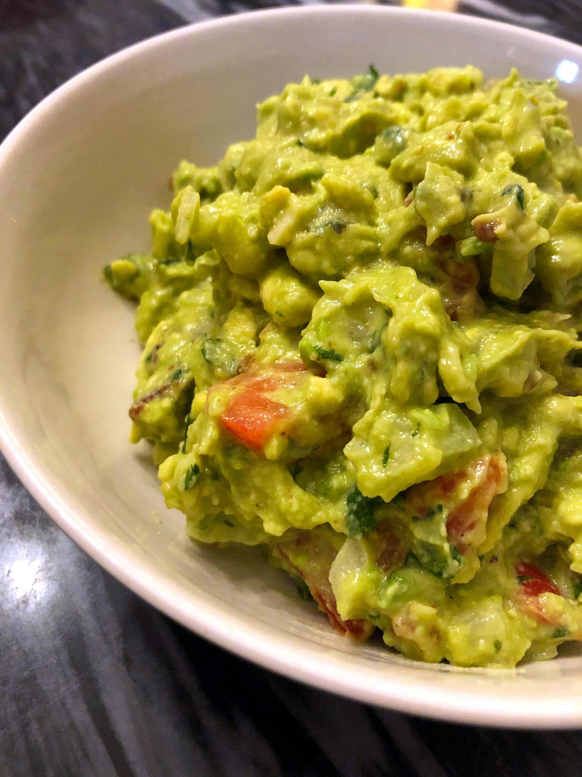 Easy Guacamole with Bacon, Tomato, Cilantro