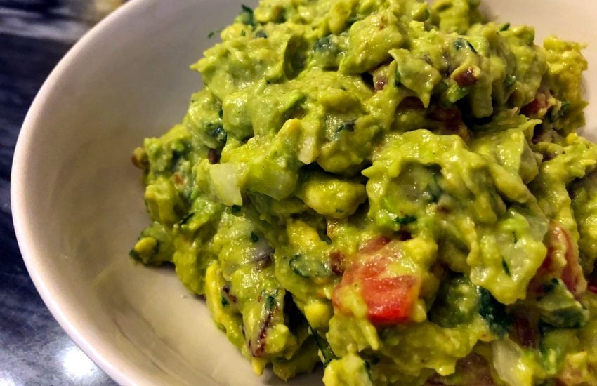 Easy Guacamole with Bacon, Tomato, Cilantro