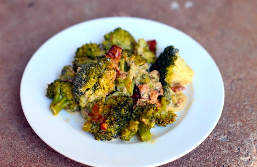 Broccoli with Bacon Shallot and Thyme dressing