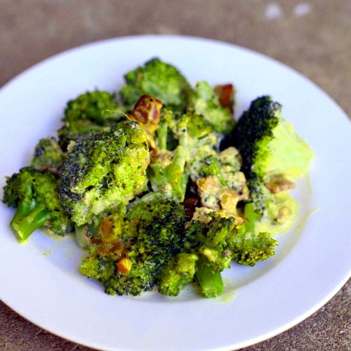 Broccoli with Bacon, Shallot and Thyme dressing