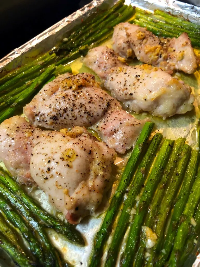 Sheet Pan Garlic Butter Chicken with Asparagus