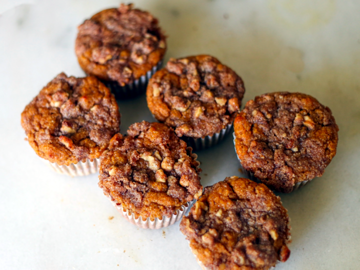 Keto Pumpkin Muffins with Walnut Streusel Topping