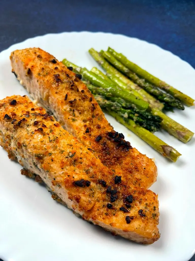 Air Fryer Garlic Parmesan Salmon with Asparagus