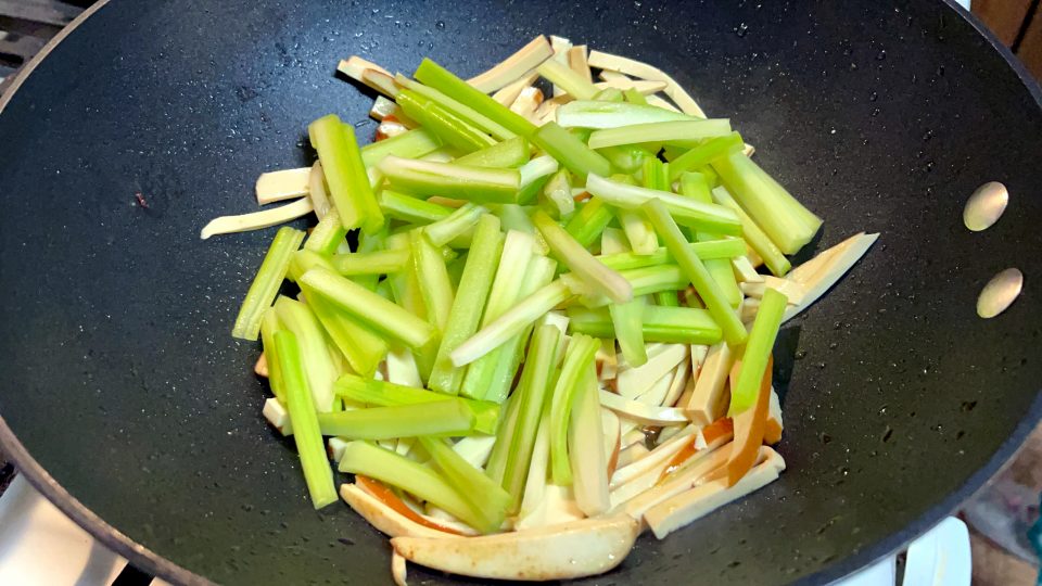 Stir Fry Shredded Meat Celery And Dried Tofu Dougan • Oh Snap Let S Eat