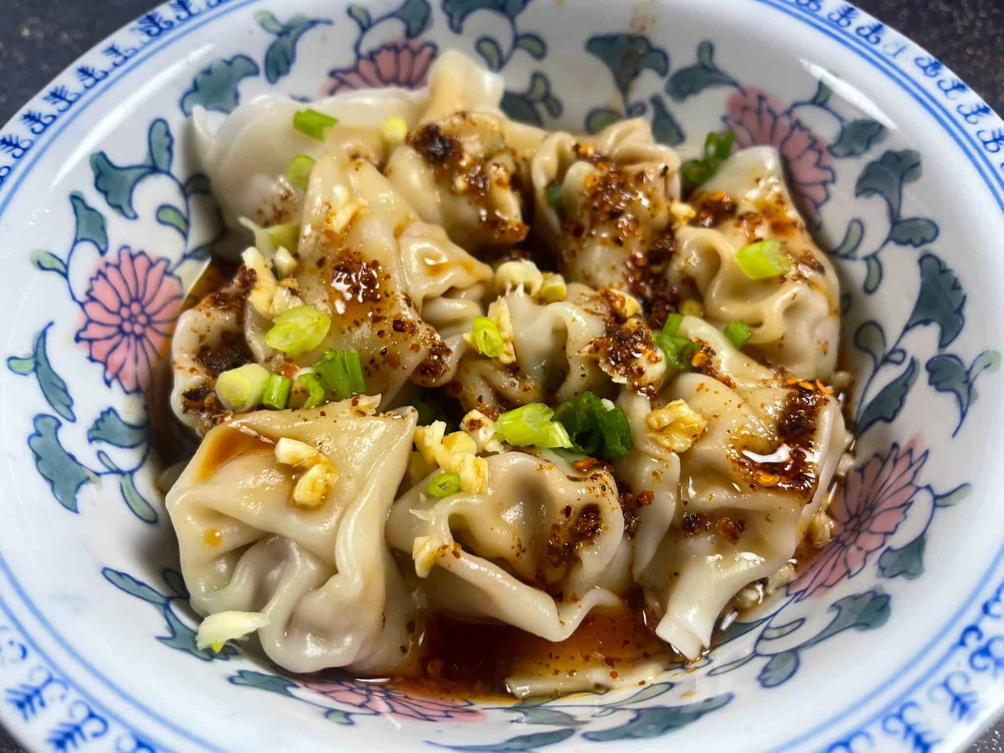 Spicy Wontons in Chili Oil (Hong You Chao Shou)